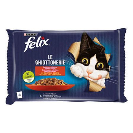 Felix Multipack Pouch Sığır Etli ve Tavuklu Yetişkin Kedi Konservesi 4x85 Gr 