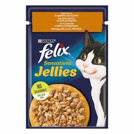 Felix Pouch Sensations Jellies Tavuklu ve Havuçlu Yetişkin Kedi Konservesi 26 Adet 85 Gr 