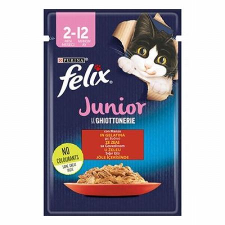 Felix Pouch Junior Sığır Etli Yavru Kedi Konservesi 12 Adet 85 Gr 