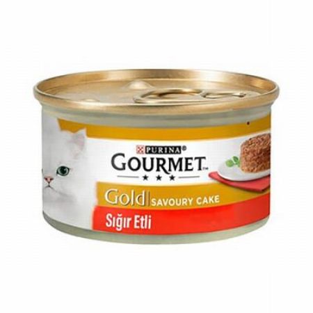 Gourmet Gold Savoury Cake Sığır Etli Yetişkin Kedi Konservesi 24 Adet 85 Gr 