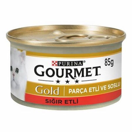 Gourmet Gold Parça Etli Soslu Sığır Etli Yetişkin Kedi Konservesi 6 Adet 85 Gr 