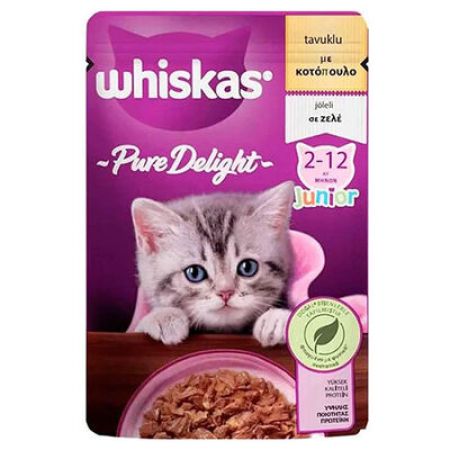 Whiskas Pouch Pure Delight Jöle İçinde Tavuklu Yavru Kedi Konservesi 6 Adet 85 Gr 