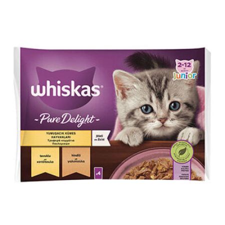 Whiskas Pouch Pure Delight Jöle İçinde Tavuklu ve Hindili Yavru Kedi Konservesi 4x85 Gr 