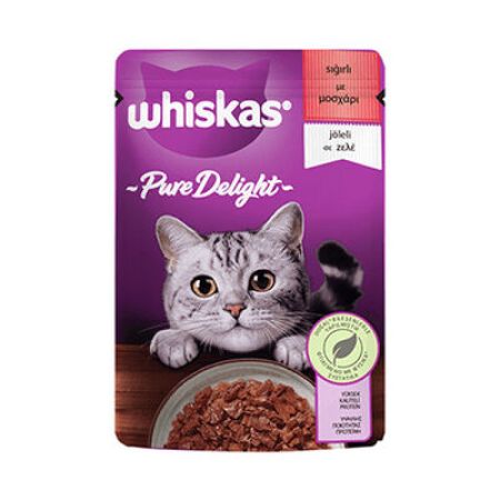 Whiskas Pouch Pure Delight Jöle İçinde Sığır Etli Yetişkin Kedi Konservesi 28 Adet 85 Gr 