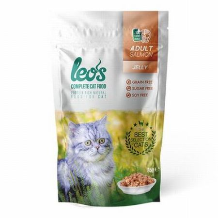 Leos Pouch Somonlu Yetişkin Kedi Konservesi 24 Adet 85 Gr 