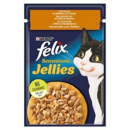 Felix Pouch Sensations Jellies Tavuk Etli Ve Havuçlu Yaş Kedi Maması 85 Gr