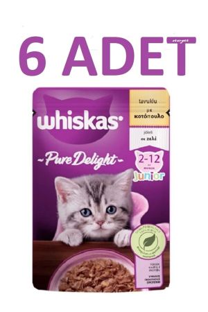 Whislkas Pure Delight Yavru Tavuklu Yaş Kedi Maması 85 Gr X 6 Adet