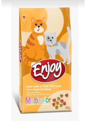 Enjoy Adult Multicolor with Chicken Renkli Tavuklu Yetişkin Kedi Maması 10 Kg (Gölge Av)