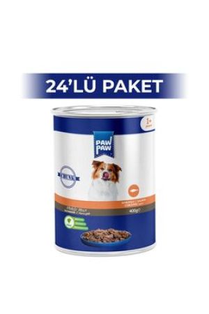 Paw Paw Jelly Somonlu Yetişkin Köpek Konserve Maması 400 gr 24 Adet