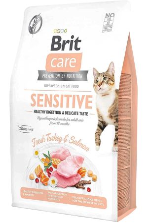 Brit Care Hassas Mideli Kediler İçin Hindili ve Somonlu Yetişkin Kedi Maması  7kg