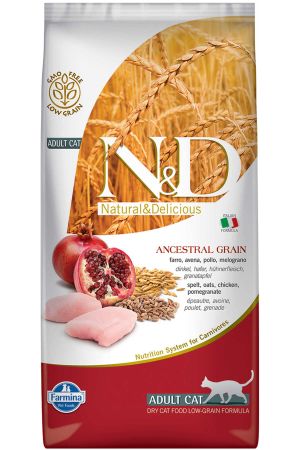 ND Ancestral Grain Düşük Tahıllı Tavuk ve Narlı Yetişkin Kedi Maması 5kg