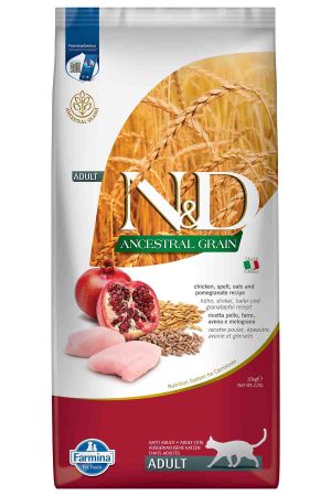 ND Ancestral Grain Düşük Tahıllı Tavuk ve Narlı Yetişkin Kedi Maması 10kg