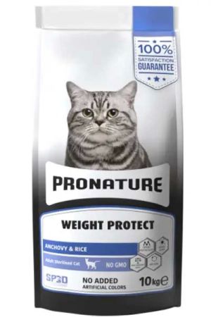 Pronature Kilo Kontrolü için Hamsili ve Pirinçli Kısırlaştırılmış Kedi Maması 10kg