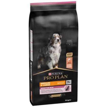 Pro Plan Sensitive Skin Senior 7 Yaş Üzeri Somonlu Orta ve Büyük Irk Yaşlı Köpek Maması 14 Kg