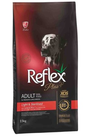 Reflex Plus Light Tüm Irklar için Kuzu Etli ve Pirinçli Kısırlaştırılmış Köpek Maması 15kg