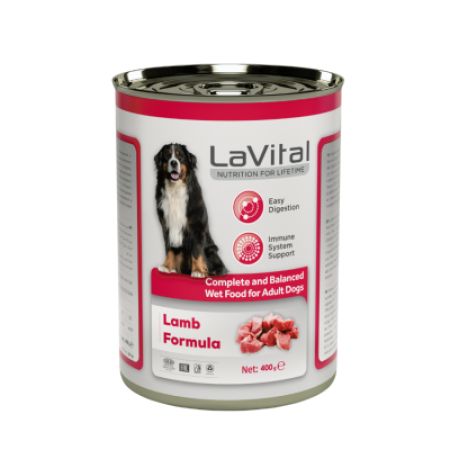 LaVital Kuzu Etli Yetişkin Köpek Konserve Maması Pate 400 Gr