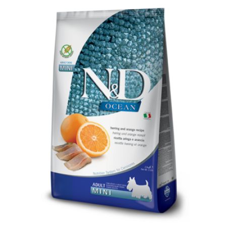 N&D Ocean Tahılsız Ringa Balıklı ve Portakallı Mini Adult Köpek Maması 2.5 Kg