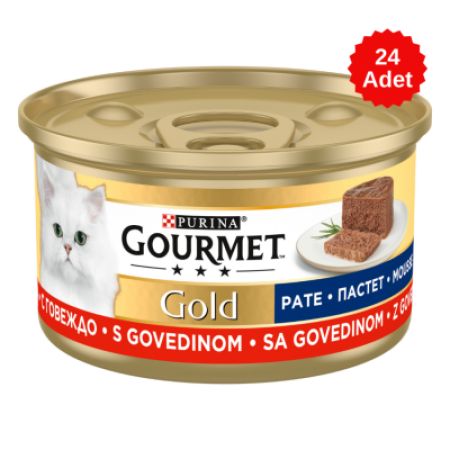 Gourmet Gold Kıyılmış Sığır Etli Kedi Konserve Maması 85 Gr 24 Adet