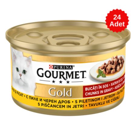 Gourmet Gold Tavuklu ve Ciğerli Kedi Konserve Maması 85 Gr 24 Adet