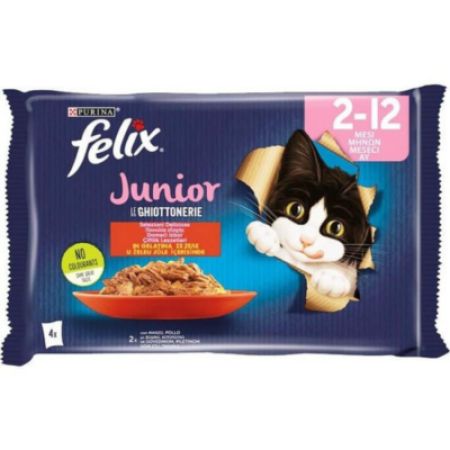 Felix Multipack Junior Sığır Etli ve Tavuklu Yavru Kedi Yaş Maması 4 x 85 Gr