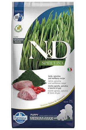 N&D Spirulina Kuzulu Orta ve Büyük Irk Tahılsız Yavru Köpek Maması 7kg