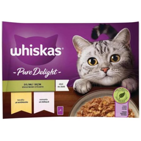 Whiskas Multipack Pure Delight Tavuklu ve Somonlu Dilimli Seçimler Kedi Yaş Maması 4x85 Gr