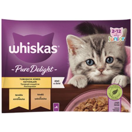 Whiskas Multipack Junior Pure Delight Yumuşacık Kümes Hayvanları Yavru Kedi Yaş Maması 4x85 Gr