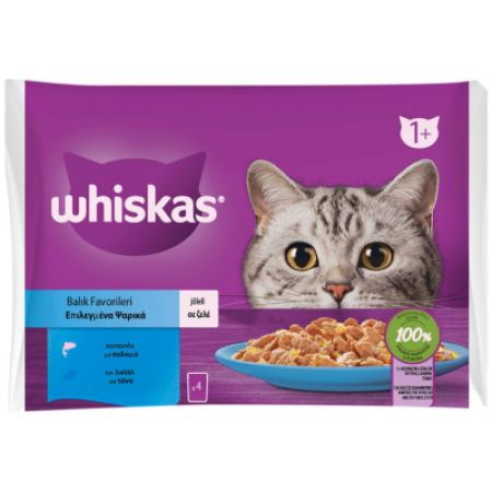 Whiskas Multipack Balık Favorileri Somonlu ve Ton Balıklı Jöleli Kedi Yaş Maması 4x85 Gr