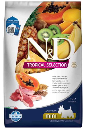 ND Tropical Selection Kuzu Etli ve Tropikal Meyveli Mini Irk Yetişkin Köpek Maması 5kg