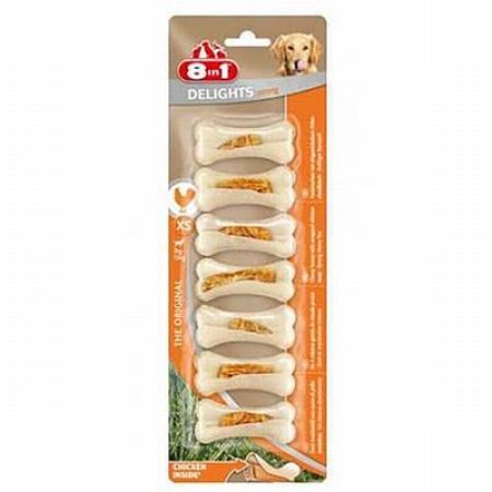 8in1 Delights Strong Tavuklu Press Kemik Küçük Irk Köpek Ödülü XS 140 Gr 