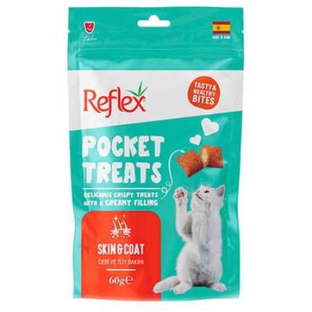 Reflex Pocket Treats Deri ve Tüy Bakımı Yetişkin Kedi Ödül Maması 60 Gr 