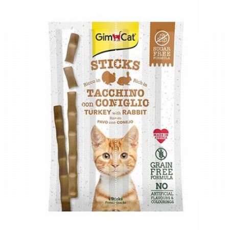 GimCat Sticks Hindili ve Tavşanlı Tahılsız Kedi Ödül Çubukları 20 Gr 