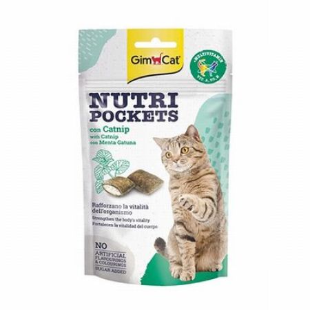 GimCat Nutripockets Kedi Otlu ve Multivitaminli Kedi Ödülü 60 Gr 