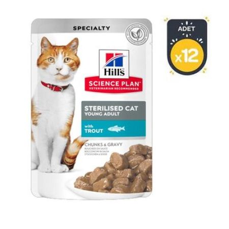 Hill's SCIENCE PLAN Alabalıklı Kısırlaştırılmış Yaş Kedi Maması 85 gr (12 adet)