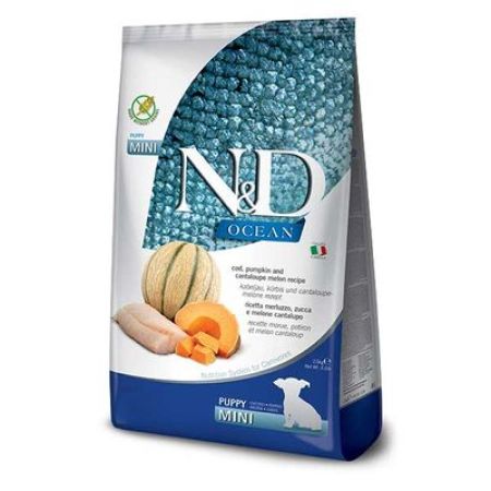 N&D Ocean Tahılsız Morina Balıklı Balkabaklı ve Kavunlu Mini Irk Yavru Köpek Maması 2.5 KG