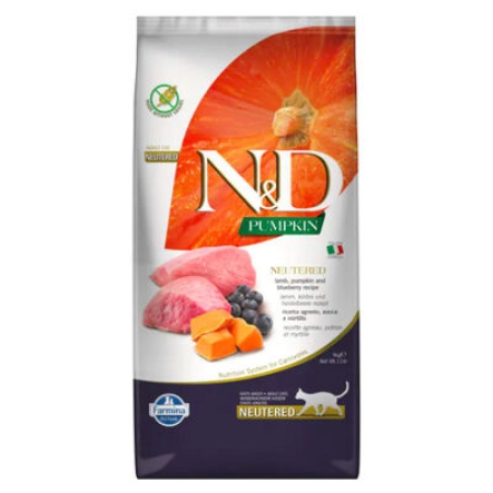 N&D Balkabaklı Kuzu Etli Yaban Mersinli Tahılsız Kısırlaştırılmış Kedi Maması 5 KG