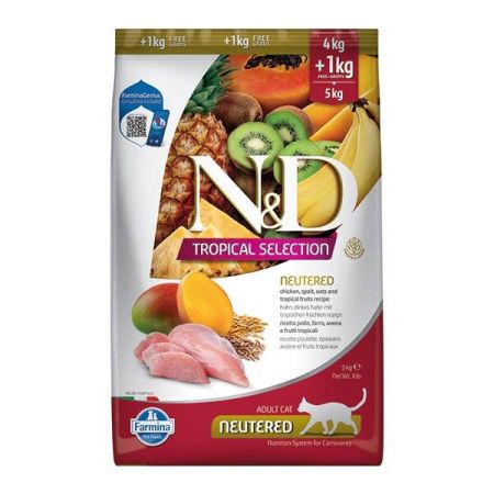 N&D Tropical Selection Tavuklu Kısırlaştırılmış Kedi Maması 4 KG + 1 KG Hediyeli