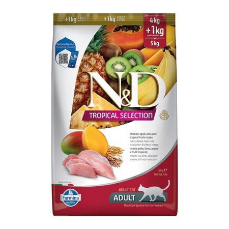 N&D Tropical Selection Tavuklu Kedi Maması 4 KG + 1 KG Hediyeli