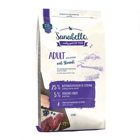 Sanabelle Glutensiz Deve Kuşu Etli Yetişkin Kedi Maması 2 kg