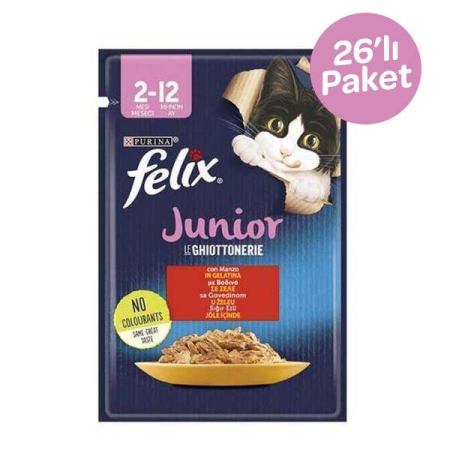 Felix Sığır Etli Yavru Kedi Yaş Maması 85 gr x 26