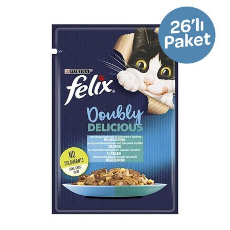 Felix Çifte Lezzet Somon ve Sardalyalı Yaş Kedi Maması 85 gr x 26