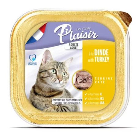 Plaisir Hindi Etli Pate Kısırlaştırılmış ve Yetişkin Kedi Yaş Maması 100 Gr