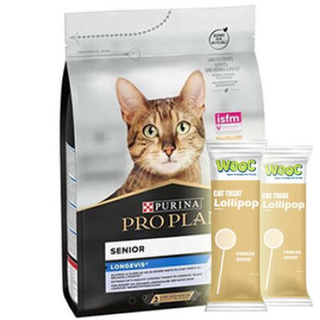 Pro Plan Original Senior +7 Somonlu Yaşlı Kedi Maması 3 Kg + 2 Adet Wooc Kedi Lolipopu