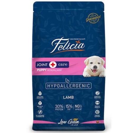 Felicia Hypoallergenic Puppy Düşük Tahıllı Kuzu Etli Büyük Irk Yavru Köpek Maması 3 Kg + Temizlik Mendili