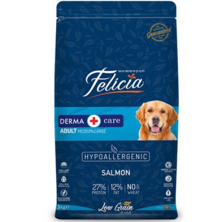 Felicia Hypoallergenic Düşük Tahıllı Somonlu Yetişkin Köpek Maması 3 Kg + Temizlik Mendili