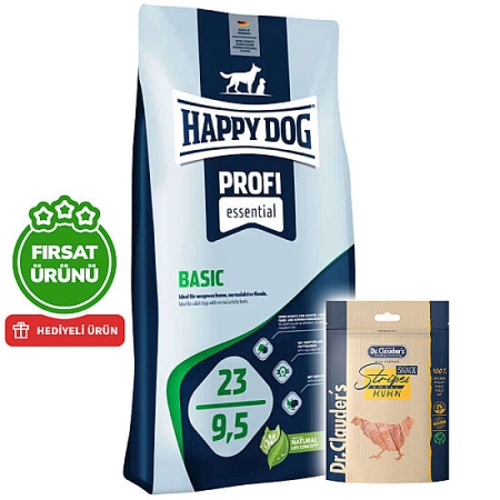 Happy Dog Profi Basic Tavuk Etli Köpek Maması 20 Kg + 2 Adet Dr. Clauders Ödül 80 Gr