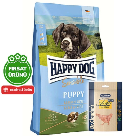Happy Dog Sensible Puppy Kuzu Etli Yavru Köpek Maması 10 Kg + 2 Adet Dr. Clauders Ödül 80 Gr