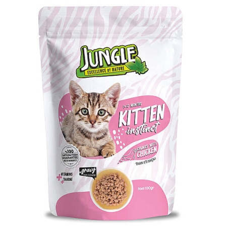 Jungle Pouch Kitten Tavuklu Yaş Yavru Kedi Maması 100 Gr