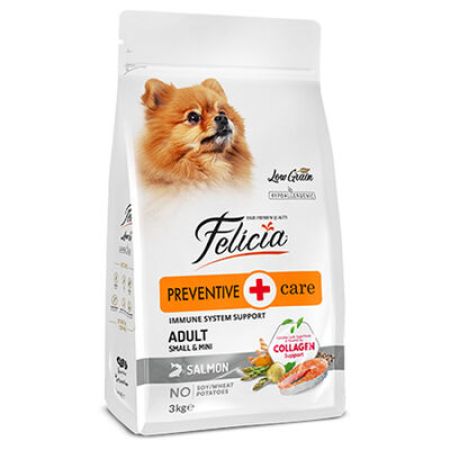 Felicia Hypoallergenic Düşük Tahıllı Somonlu Küçük Irk Yetişkin Köpek Maması 3 Kg + Temizlik Mendili