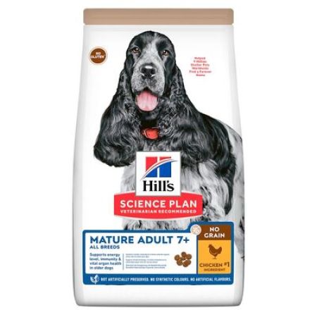 Hills No Grain Mature 7+ Tavuklu Yaşlı Tahılsız Köpek Maması 12 Kg 